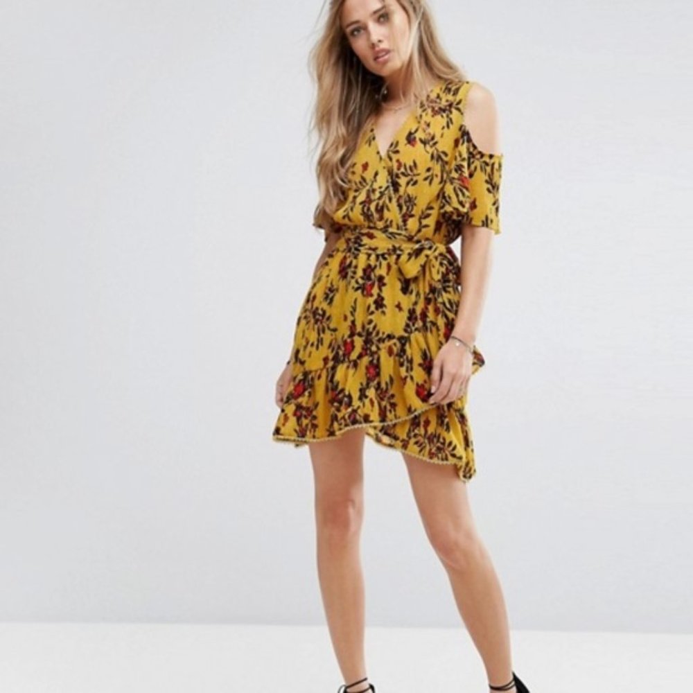 Foxiedox Floral Cold Shoulder Wrap Dress